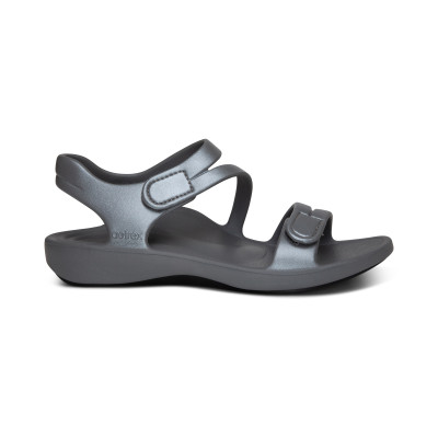 Sandal sức khoẻ nữ Aetrex Jillian Sport Grey- Sandal nâng vòm mềm nhẹ, không thấm nước