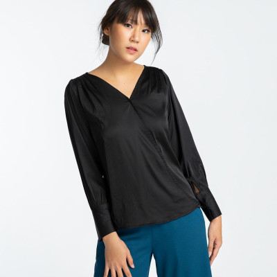 Áo Kiểu Đẹp Áo Đắp Vạt Thời trang thiết kế Hity TOP100 (Đen Huyền Bí)