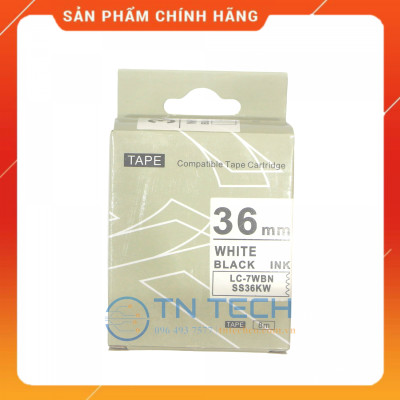 NHÃN IN TEPRA-EPSON LC-7WBN (SS36KW) – CHỮ ĐEN NỀN TRẮNG 36MM X 8M [Hàng nhập khẩu]