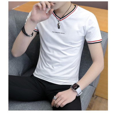 Áo thun nam ngắn tay cổ tim body thời trang - Đen