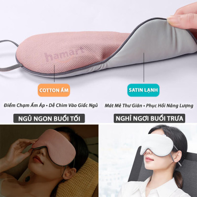 Bịt Mắt Ngủ Lụa Mềm 2 Mặt Ấm Và Mát Mặt Nạ Che Mắt Ngủ Vải Lưới Thoáng Khí Cao Cấp