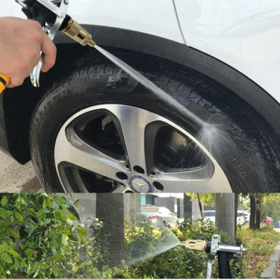  Bộ dây vòi xịt nước rửa xe, tưới cây . tăng áp 3 lần, loại 15m 206236 đầu đồng, cút,nối đen