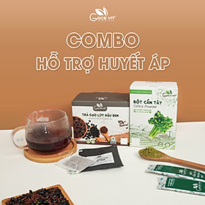 Combo Ổn định huyết áp (1 hộp Bột cần tây 72g, 1 hộp Trà gạo lứt đậu đen túi lọc 140g)