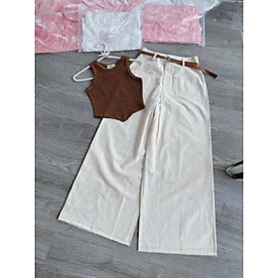 SET ÁO TĂM LẠNH KÈM QUẦN KAKI  CÓ DÂY NỊT MÀU Y HÌNH