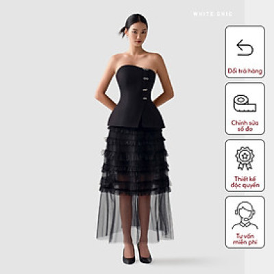 Áo cúp ngực dáng peplum Alva thiết kế cao cấp WHITE CHIC