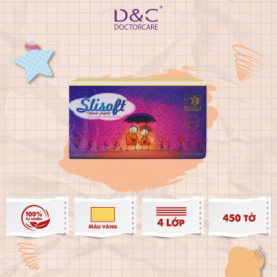 Giấy ăn Slisoft Vàng tự nhiên đa năng,khăn giấy rút thân thiện môi trường không chất tẩy trắng an toàn cho cả gia đình