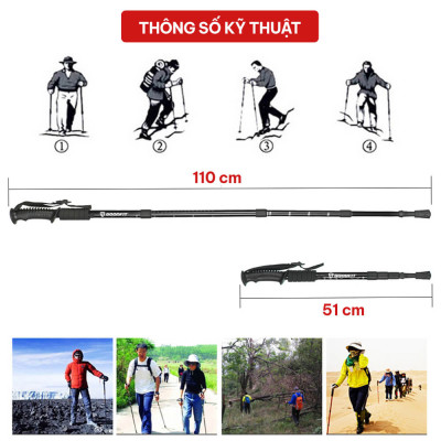 Gậy leo núi, đi bộ, trekking GoodFit GF03E chất liệu hợp kim nhôm có thể rút gọn