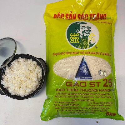 Đặc sản Sóc Trăng - Gạo Thơm ST25 Túi 5Kg - Đạt Giải Gạo Ngon Nhất Thế Giới Năm 2019 tại Manila - OCOP 4 Sao