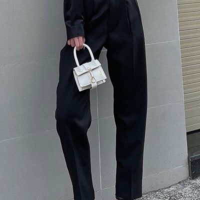 Quần baggy bảng lưng to đen