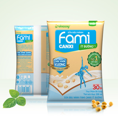 Thùng Sữa đậu nành Vinasoy Fami Canxi ít đường (200ml x 40 bịch)