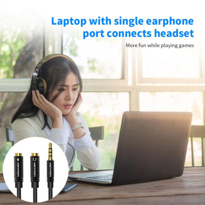 Bộ chia âm thanh 3,5mm 2 cổng Cáp chia