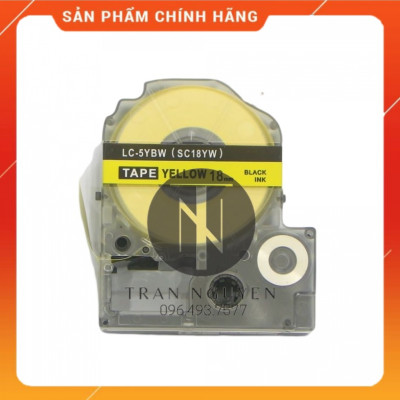 [Combo 3 hộp] Nhãn in Tepra SC18YW (LC-5YBW) - Chữ đen nền vàng 18mm x 8m - Hàng nhập khẩu