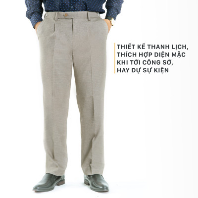 Quần Âu Nam Dáng Rộng Công Sở Trung Niên Xếp Ly Màu Trắng Kem Mã QA101