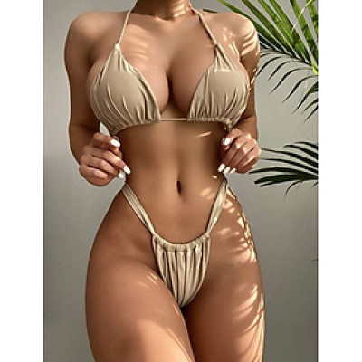 Bikini 2 mảnh bơi lội Đồ đi biển Basics cao cấp nhiều màu đen - cafe sữa