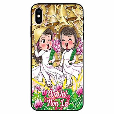 Ốp lưng in cho Iphone X/ Xs Mẫu Đôi Bạn Áo Dài