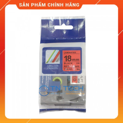 Nhãn In Tz2-441 - Đen nền đỏ 18mm x 8m - Dùng cho máy in BROTHER - AIMO - PUTY [Hàng Nhập Khẩu]