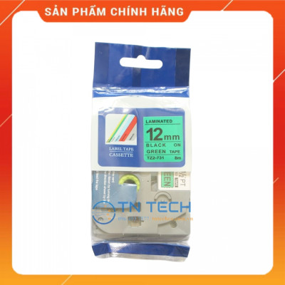 Nhãn In Tz2-731 - Đen nền xanh lá 12mm x 8m - Dùng cho máy in BROTHER - AIMO - PUTY [Hàng nhập khẩu]
