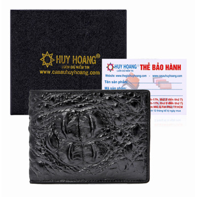 Ví nam Huy Hoàng da cá sấu gù đầu màu đen, nâu đỏ, vàng, nâu đất HC2213-14-15-49