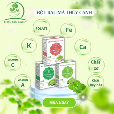 Nông Xanh Garden Combo 3 Hộp Bột Rau Má Thủy Canh Nguyên Chất + Có Đường + Hạt Sen Hộp 15 gói hòa tan uống liền, mát gan, thanh nhiệt, làm đẹp da