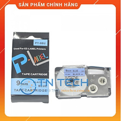 Nhãn in CASIO PT-9BU - Chữ đen nền xanh dương 9MM x 8M - Dùng cho máy in nhãn CASIO [Hàng nhập khẩu]