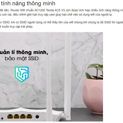 Bộ phát wifi Tenda AC5 chuẩn AC1200Mbps - Hàng chính hãng