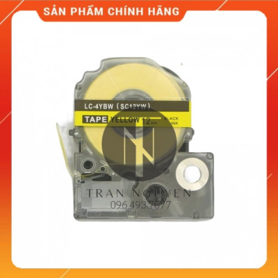 [Combo 5 cuộn] Nhãn in Tepra SC12YW (LC-4YBW) - Chữ đen nền vàng 12mm x 8m - Hàng nhập khẩu