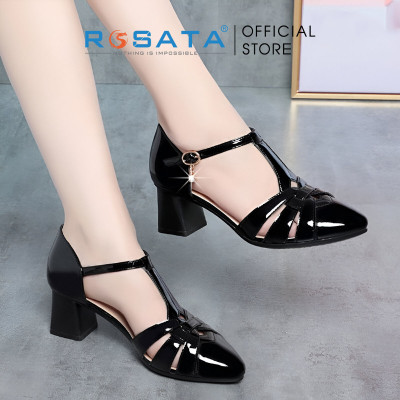 Giày cao gót nữ quai sau ROSATA RO630 - 5p - Đen, Kem - HÀNG VIỆT NAM - BKSTORE