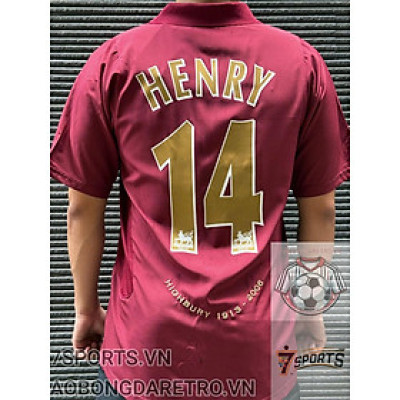 Áo Bóng Đá Retro Arsenal 2005 - Sân Khách In Tên Henry Số 14 bản cao cấp vải Cotton Polyester