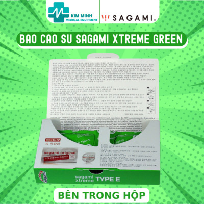 Bao cao su Sagami Xtreme type E green hộp 10 chiếc
