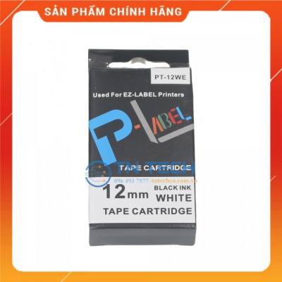 Nhãn in CASIO PT-12WE - Chữ đen nền trắng 12MM x 8M - Dùng cho máy in nhãn CASIO [Hàng nhập khẩu]