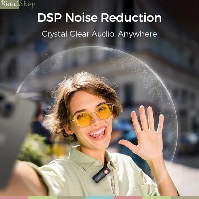 Hohem MIC-01 - Micro Cài Áo Không Dây 2.4GHz, Khử Tiếng Ồn DSP Sử Dụng Cho Điện Thoại, Pin 20 Giờ, Hỗ Trợ Thẻ Nhớ, Phạm Vi Thu 100m- Hàng chính hãng