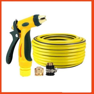 Bộ dây vòi xịt nước rửa xe, tưới cây tăng áp 3 lần,loại 15M (nối đồng nhựa đen) 206317