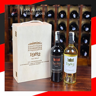 Sét hộp gỗ 2 chai 1982 mix 2 màu