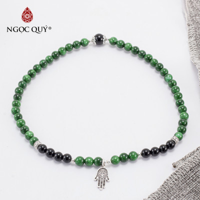 Vòng 2 Line Đá Cẩm Thạch Sơn Thuỷ Phối Charm Bạc (6mm) Ngọc Quý Gemstones