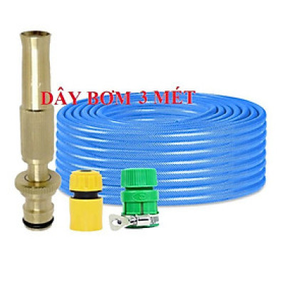 ️Evoucher Bộ dây vòi xịt nước rửa xe, tưới cây , tăng áp 3 lần, loại 3m, 5m 206587 cút sập,nối nhựa vàng+  đai