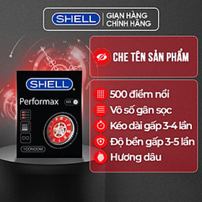 Bao cao su Shell Performax kéo dài thời gian, gân, điểm nổi - Hộp 1 cái | SHELL CHÍNH HÃNG