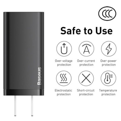 Củ Sạc Siêu Nhanh, Nhỏ Gọn Baseus GaN2 Lite Quick Charger 65W ( Type-C + USB Port) - Hàng Chính Hãng