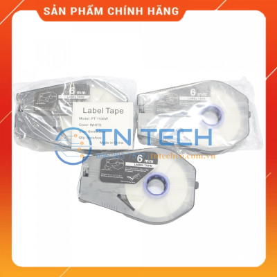 Nhãn in CANON PT-1106W - Chữ đen nền trắng 6MM x 30M - Dùng cho máy in ống CANON [Hàng nhập khẩu]