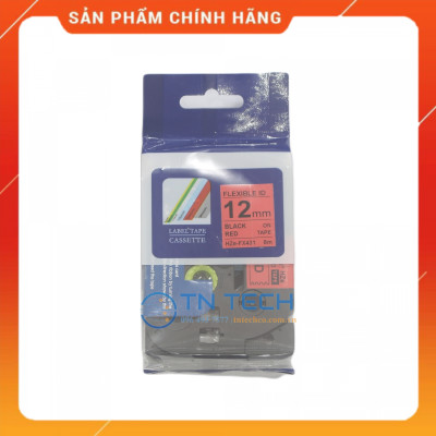 Nhãn In HZE-FX431 - Đen nền đỏ 12mm x 8m - Dùng cho máy in BROTHER - AIMO - PUTY [Hàng nhập khẩu]