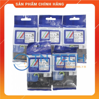 Ống co nhiệt HS2-231 - Đen nền trắng 11.7mm x 1.5m - Dùng cho máy in ống BROTHER - AIMO [Hàng nhập khẩu]