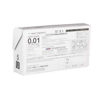 Bao Cao Su Sagami Original Siêu Mỏng 0,01 mm Nhật Bản, Hộp 5 chiếc 