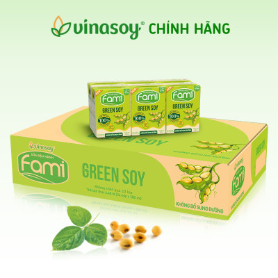 Thùng sữa đậu nành Vinasoy Fami Green soy không bổ sung đường (36 hộp x 180ml)