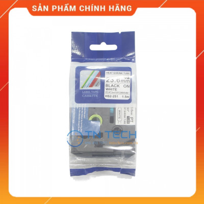 Ống co nhiệt HS2-251 - Đen nền trắng 23.6mm x 1.5m - Dùng cho máy in ống BROTHER - AIMO [Hàng nhập khẩu]