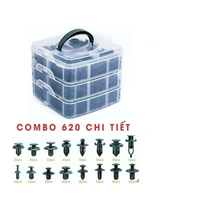 Bộ Đinh Tán, Chốt Vít, Nở Vít Nhựa, ốc nhựa Dành Cho Xe Ô Tô 620 chi tiết đa dụng dành cho thợ sửa xe chuyên nghiệp