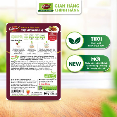 Combo 1 hộp (20 gói) Gia Vị Thịt Nướng Ngũ Vị Barona 80g ướp ngon chuẩn vị không cần nêm nếm