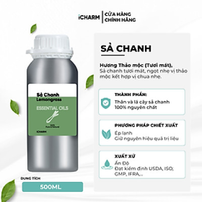 Tinh dầu xông phòng 500ml, 1 Lít - Tinh dầu thiên nhiên nguyên chất, đuổi muỗi iCHARM