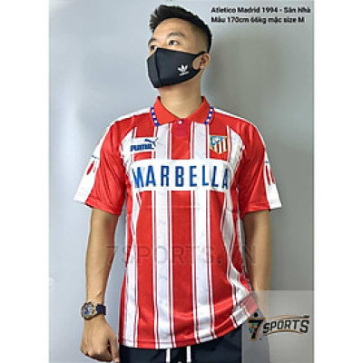Áo Bóng Đá Retro Atletico Madrid 1994/1995 - Sân Nhà bản cao cấp vải Cotton Polyester