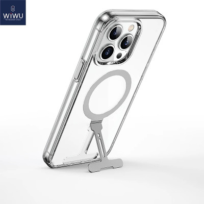 Ốp lưng sạc từ tính tích hợp kệ đỡ ẩn cho iPhone 15 Pro / 15 Pro Max / 15 Plus hiệu WIWU Stand chống sốc, chống va đập bảo vệ camera - Hàng nhập khẩu