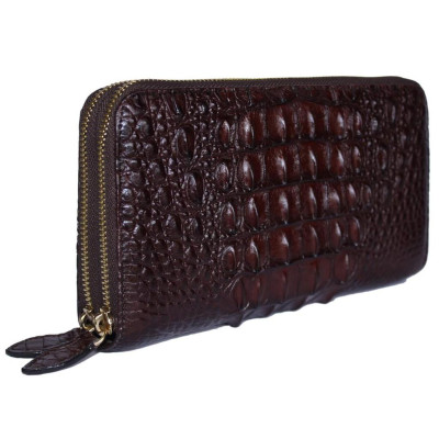 HC3741 - Ví nữ da cá sấu Huy Hoàng nhiều ngăn gai cầm tay màu nâu đất