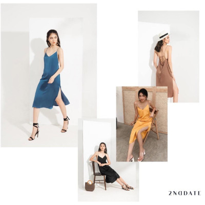 Váy liền nữ hai dây lụa 2NDDATE ADR044Y